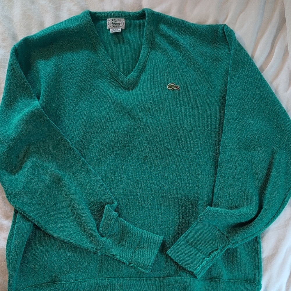 Lacoste Men's Teal V-Neck Sweater